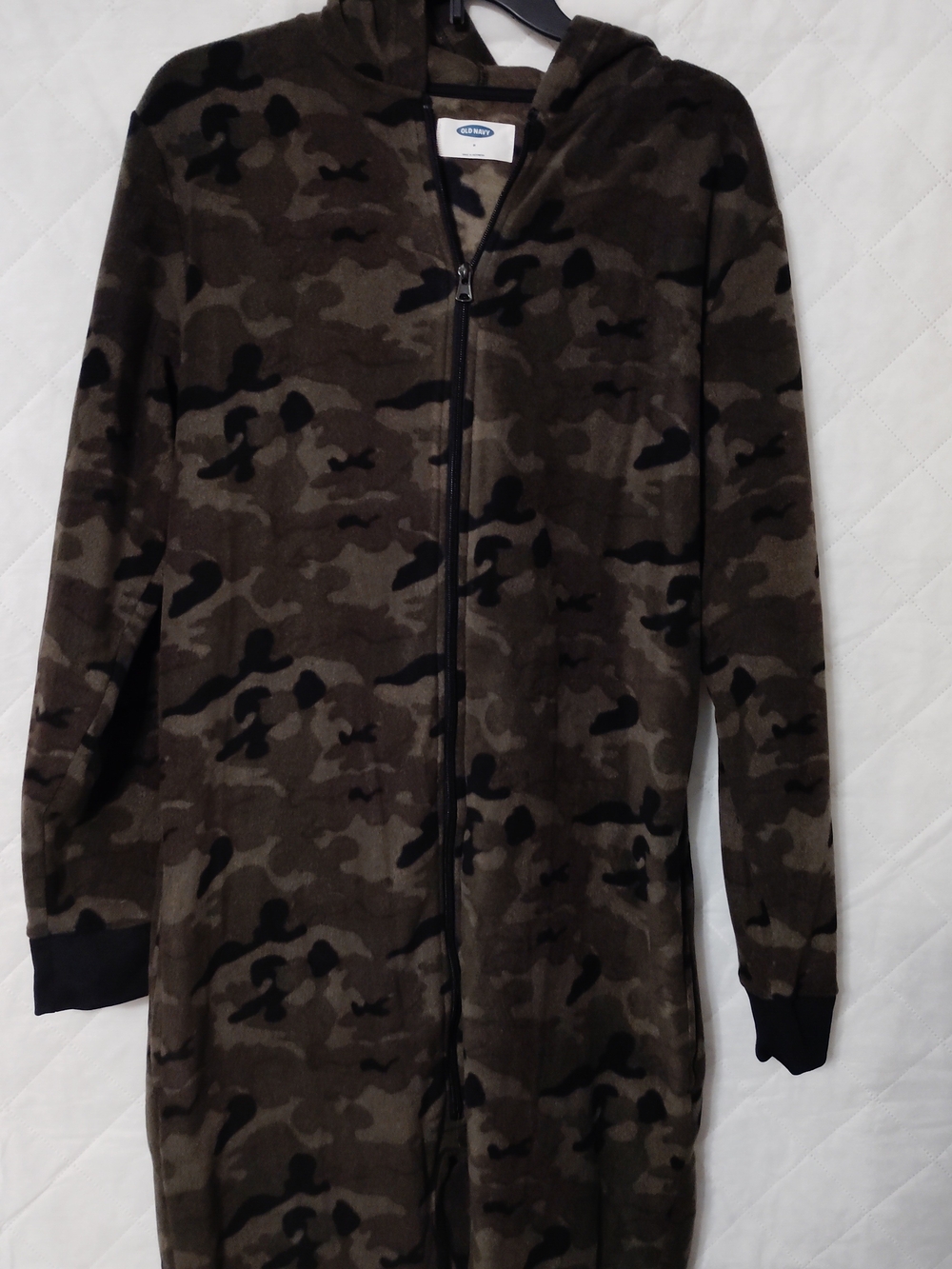 Women's Camo Hooded Zip-Up Onesie Olive/Black